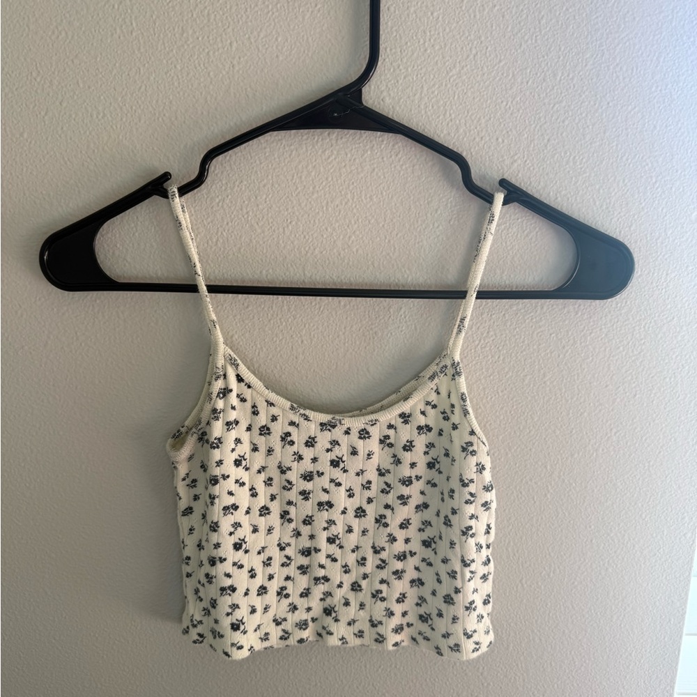 Brandy Melville Ivory and Navy Floral Camisole